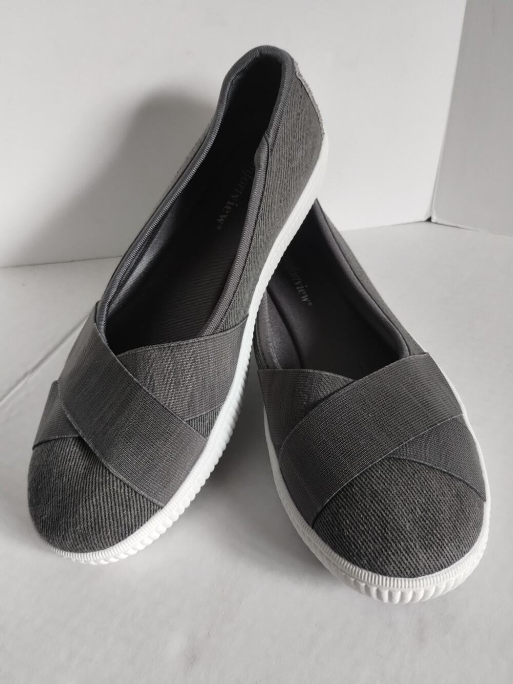 Comfortview NEW The Jazlyn Slip-On Sneaker 8WW Gray Denim